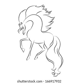 Vector image of an horse on white background