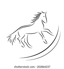 Vector image of an horse on white background
