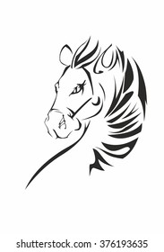 Vector image of an horse on white background
