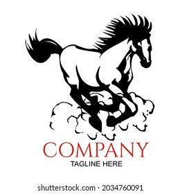 Vector image of a horse running with dust flying at its feet. This image is commonly used for logos.