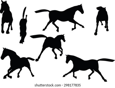Vector Image - horse silhouette in fast trot pose isolated on white background 