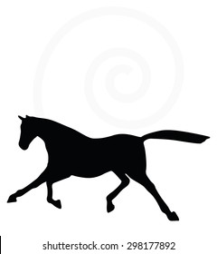 Vector Image - horse silhouette in fast trot pose isolated on white background 