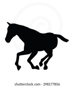 Vector Image - horse silhouette in gallop pose isolated on white background 