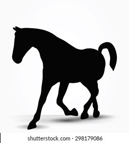 Vector Image - horse silhouette in prancing walk pose isolated on white background 
