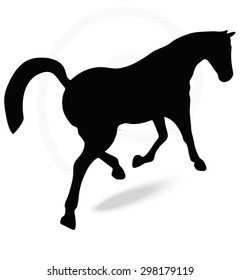 Vector Image - horse silhouette in prancing walk pose isolated on white background 
