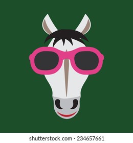 Vector image of a horse wearing glasses.