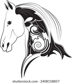 imagen vectorial de la cabeza de un caballo sobre un fondo blanco

