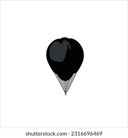 vector image of a hot air balloon, black color, white background.