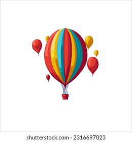 imagen vectorial de un globo de aire caliente, multicolor, fondo blanco.