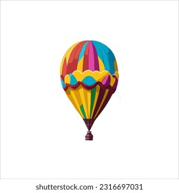 vector image of a hot air balloon, multi color, white background.