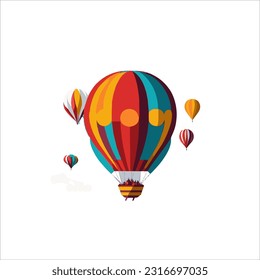 vector image of a hot air balloon, multi color, white background.