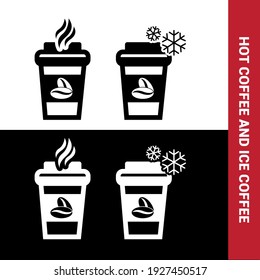 Vector image. Hot and cold coffee icons.