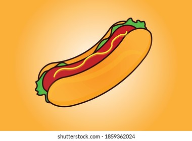 vector image of hotdog, this fast food, although not healthy, is loved by many people, because the contents are delicious and varied. This vector is suitable for children and anyone