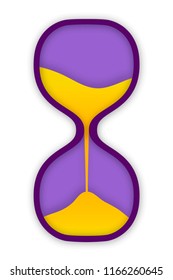 Vector image of an hourglass in paper cut out style.