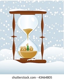 Vector image of an hourglass as a symbol of the new year