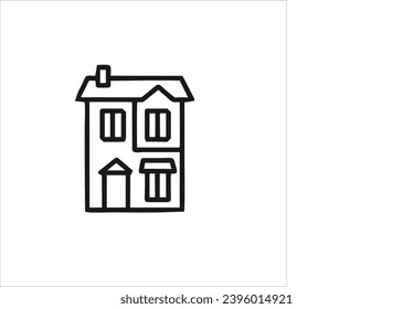 vector image of a house, black and white background