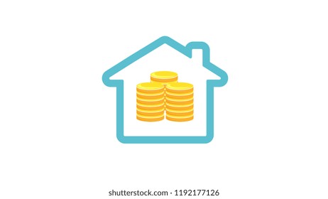 Vector image of a house and coins