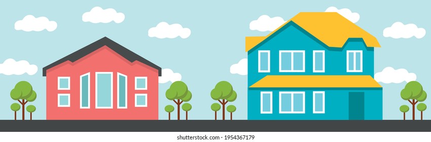 Vektorbild eines Hauses auf der Straße