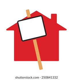 Vector image of a house and a sign board
