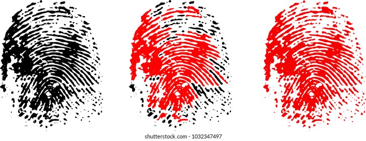 Vector image of Human Blood Fingerprint. Illustration of Crime Thumb  trace.