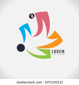 Vector image of an human design on white background. sport, logo, symbol, icon, abstract, Family, business