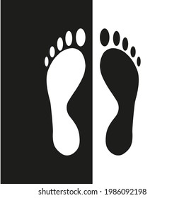 Imagen vectorial de huellas humanas. En un fondo blanco y negro.