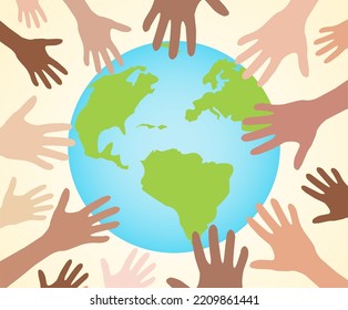 Vector Image Human Hands Different Nationalities Stock Vector (Royalty ...