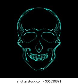 Vector image of Human Skull in abstract art style, done in a slightly psychedelic manner