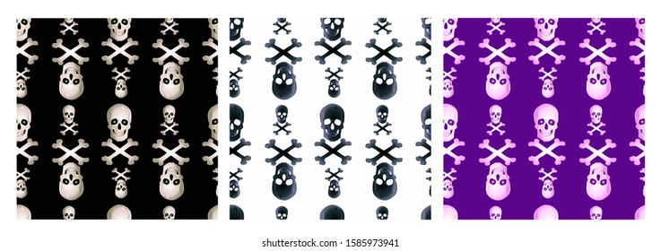 
Vector image of a human skull on different backgrounds. Prints for textiles and wrapping paper.