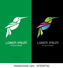 Vector image of an hummingbird design on white background and black background, Logo, Symbol