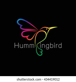 Vector image of an hummingbird design on black background.