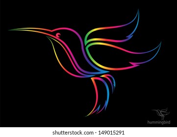 Vector image of an hummingbird on black background
