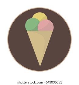 Vector image of Ice Cream in the brown circle.