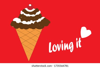 Imagen vectorial de un helado decorado con chocolate. Comida e ilustración.
