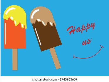 Vector image of ice cream decorated with chocolate and vanilla. Food and illustration.