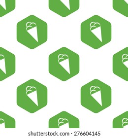 Vector image of ice cream in hexagon, repeated on white background
