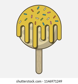 Vector image of ice cream. Melting ice cream. Yellow ice cream on a stick. Ice cream in a flat style.