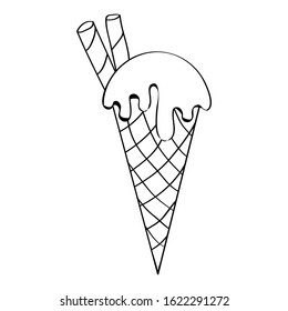 Vector image of ice cream in outlines