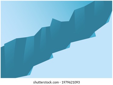 Vector image of an ice floe break. Two banks parallel to each other with an abyss in the center of the background