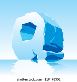 vector image of ice letter Q