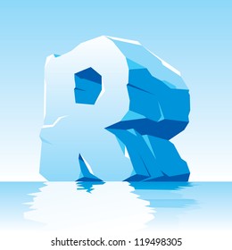 vector image of ice letter R