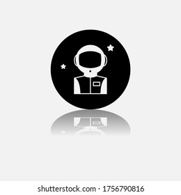 Vector image. Icon of an astronaut. Fantasy button image.