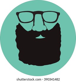 Vector image - an icon - a bearded man wearing glasses
