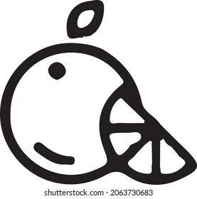 Vector image icon black and white pattern, orange fruit