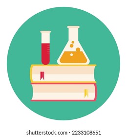 vector image icon of books with objects on top on white background