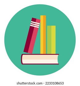 vector image icon of books with objects on top on white background