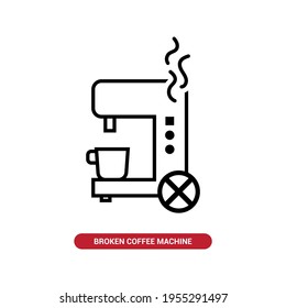 Vector image. Icon of a broken coffee machine.