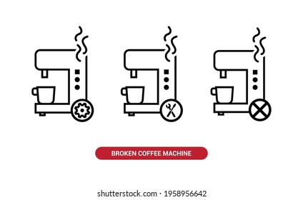 Vector image. Icon of a broken coffee machine.