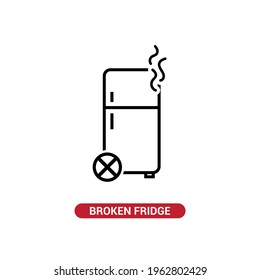 Vector image. Icon of a broken fridge.