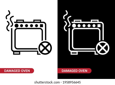 Vector image. Icon of a broken oven.